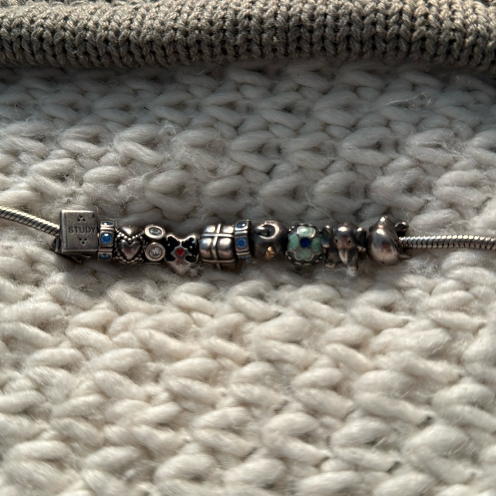 Sterling Silver Pandora Bracelet with charms
